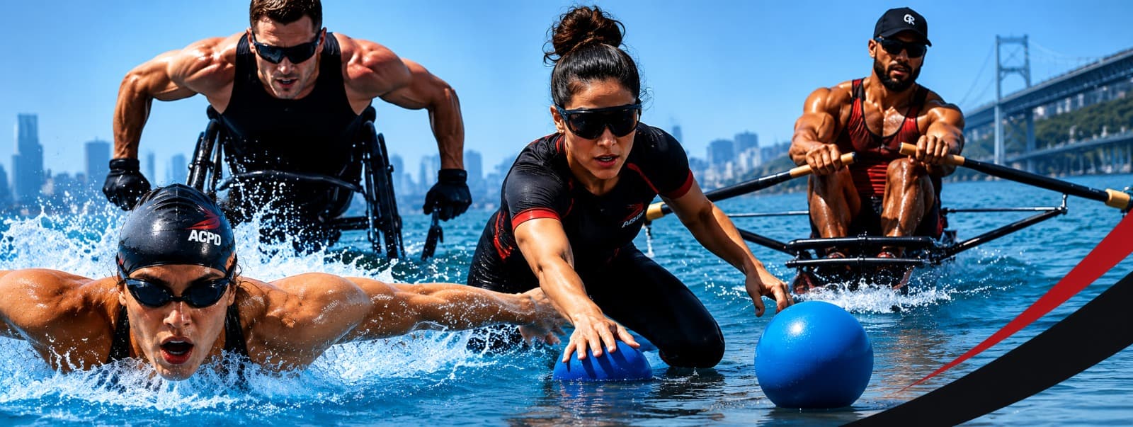 Atletas praticando esportes paralímpicos